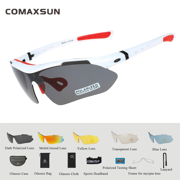 Polarized Cycling Sunglasses with 5 Lens Anti-UV400,Mens Women's Sports Glasses, Baseball Running Fishing Sunglasses