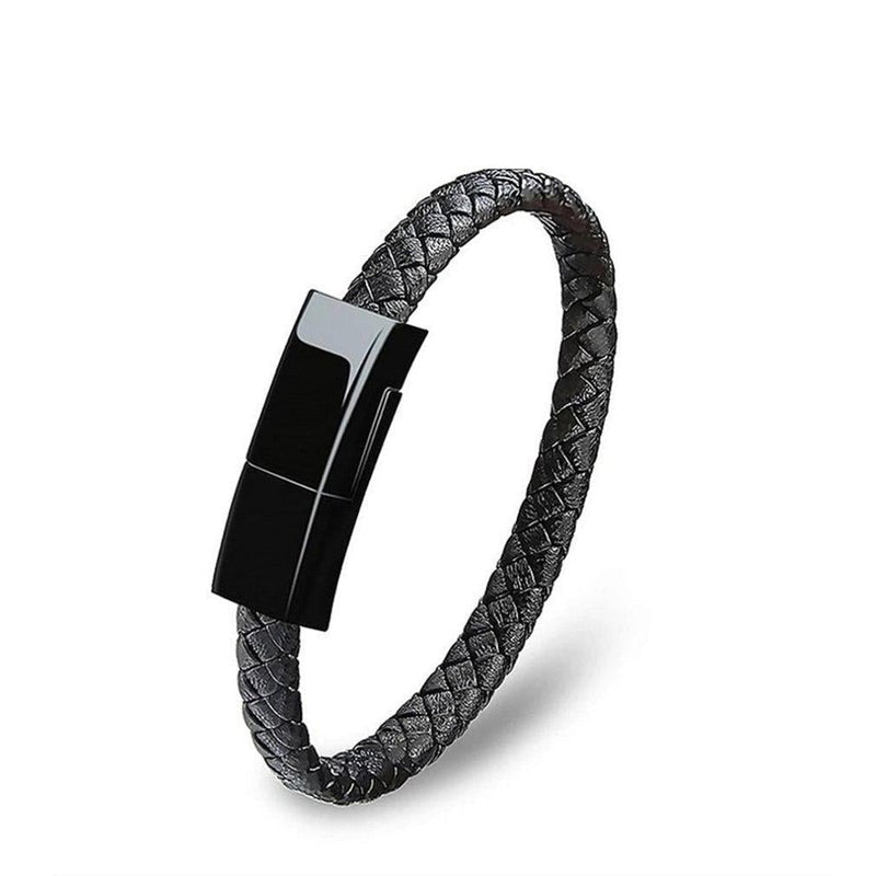 Leather Mini USB Bracelet Data Charging Cable