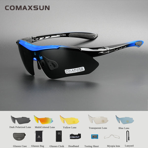 Polarized Cycling Sunglasses with 5 Lens Anti-UV400,Mens Women's Sports Glasses, Baseball Running Fishing Sunglasses